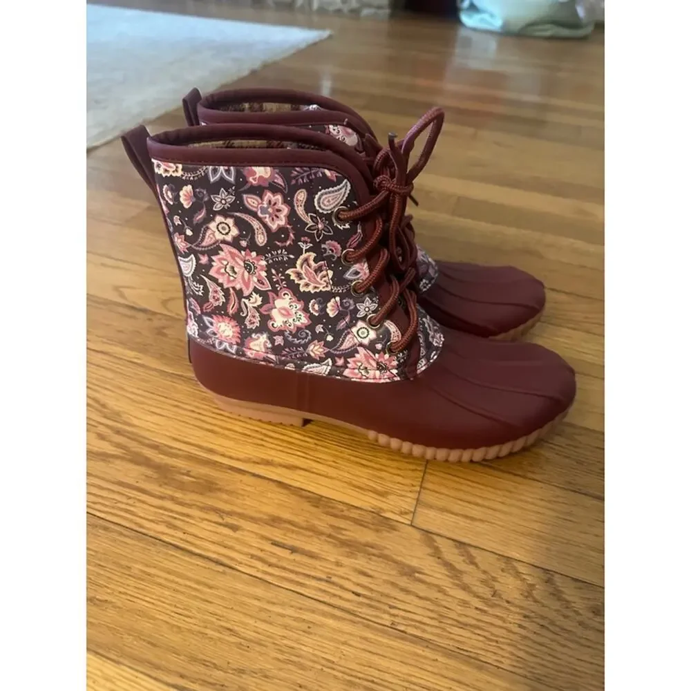 Simply Southern Duck Boots Women's‎ Size 6 Burgundy Multi